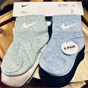 Nike 6-Pack Infant Ankle Socks - Blue, Green, Black